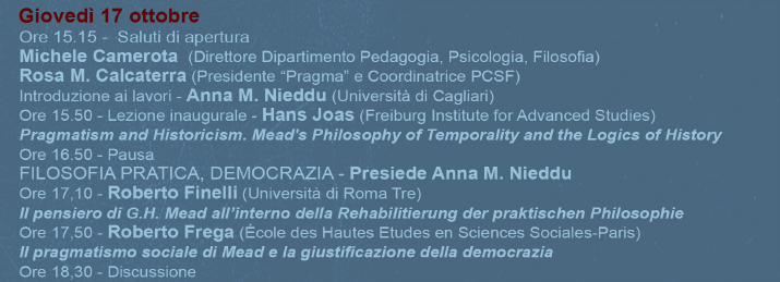 Cagliari, 17/19 ottobre 2013 - Convegno internazionale 150&deg; George H. Mead