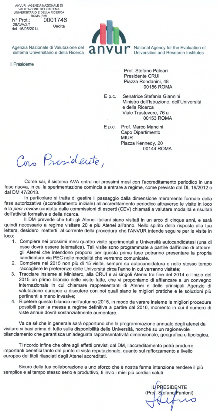 SISTEMA AVA. Prima fase di accreditamento da ottobre, le universit&agrave; possono autocandidarsi per ricevere le commissioni di esperti dell&rsquo;agenzia nazionale di valutazione