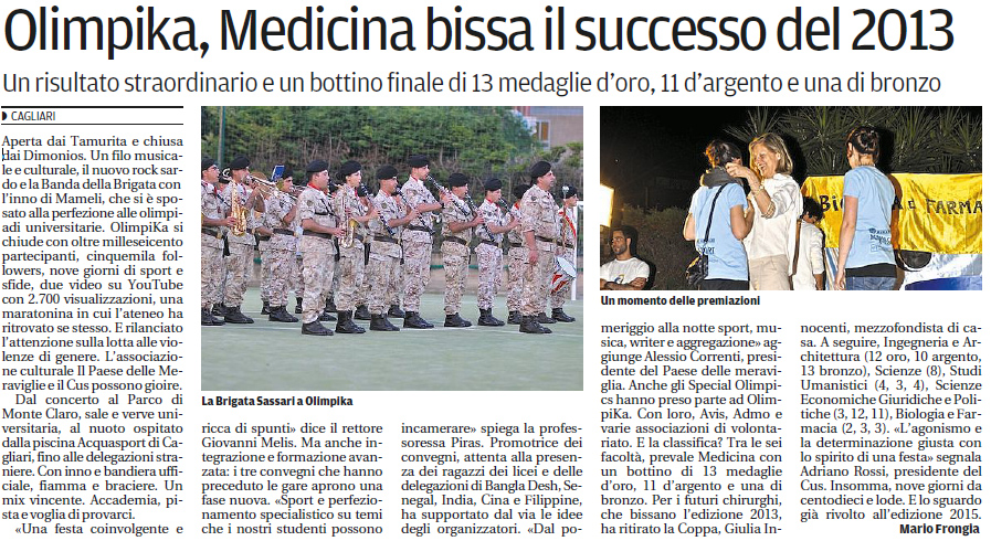 La Nuova Sardegna dell’11 giugno 2014, pagina 52