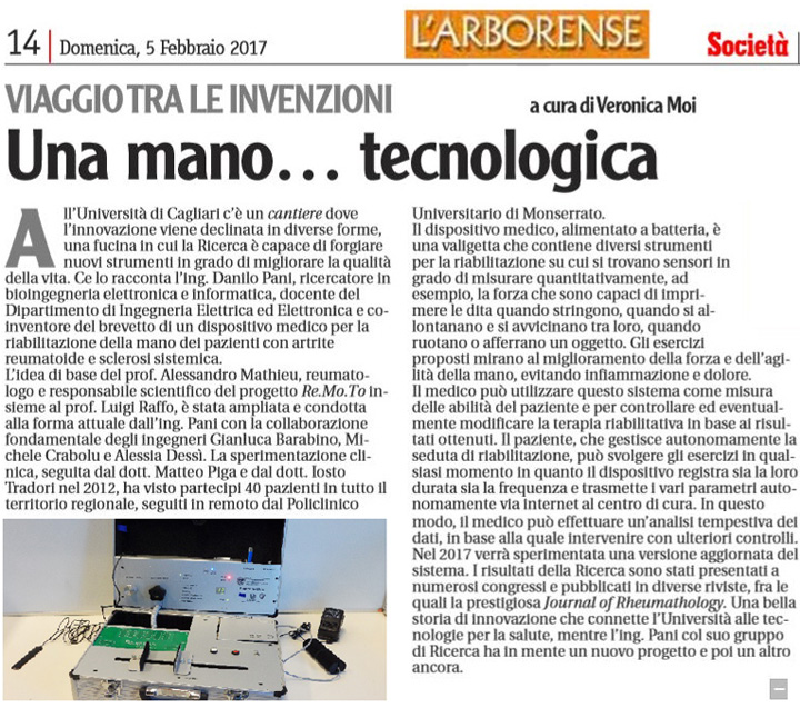 L’ARBORENSE - clicca per l’articolo del 5/2/2017 (autorizzazione di Michele Antonio Corona, direttore responsabile de "L’Arborense")