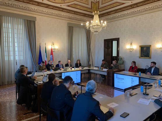 Un momento della riunione a Palazzo Belgrano