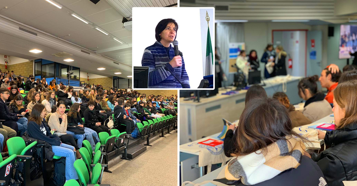 Monserrato, 10 febbraio 2023 - Dai social d'ateneo le immagini dell'apertura e dei gruppi di lavoro nelle aule e nei laboratori della cittadella universitaria. Nel riquadro la prorettrice Valentina Onnis, delegata del rettore per l'Orientamento e Alumni