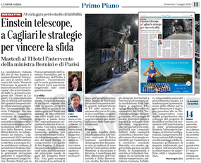 La notizia nell'articolo di Mariangela Dui sull'UNIONE SARDA di domenica 7 maggio2023 (pagina 11, Primo piano)