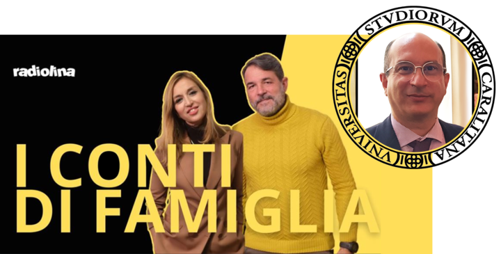 Trasmissione radiofonica del nuovo palinsesto dell'emittente sarda, condotta in studio dai giornalisti e coniugi Deiana e De Francisci. A destra nell'immagine il professor Ignazio Putzu