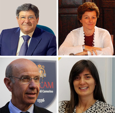 In alto, Francesco Mola e Alessandra Carucci. Sotto: Fulvio Esposito e Chiara Biglia