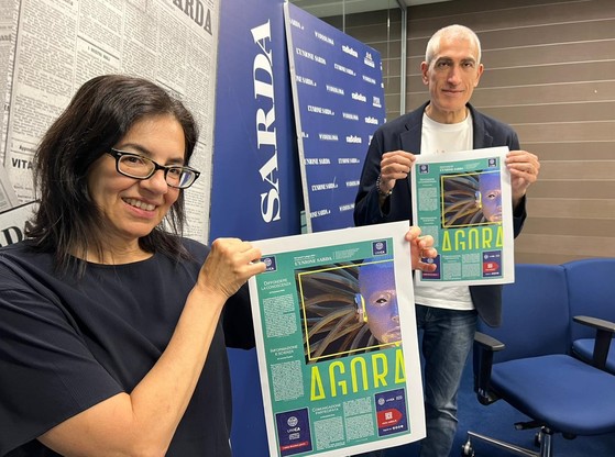 La prorettrice delegata per la Comunicazione e l'immagine di UniCa Elisabetta Gola e il direttore editoriale e condirettore dell'Unione sarda Lorenzo Paolini