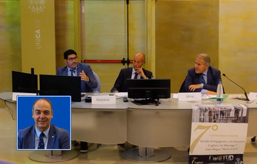 Al centro nella foto, il dottor Mattana. Nel riquadro: Gianni Penzo Doria, dirigente universitario, ideatore e responsabile scientifico di UniSTUD