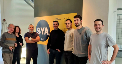 Da sinistra: Dario Piludu (direttore museo Dart), Gabriella Locci (presidente Casa Falconieri), Carlo Atzeni (direttore scientifico SYA) e gli architetti Fabrizio Pusceddu, Nicola Mainas, Michele Agus, Francesco Marras (UniCa)