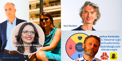 Mario Mariani (The Net Value), Maria Chiara Di Guardo (Prorettore all'Innovazione di UniCa), Antonella Arca (Buzz My Video), Neil Maiden (Cass Business School), Joshua Kerievsky (XP Industrial Logic)