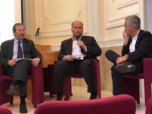 Agostino Giovagnoli, Luca Lecis e Filippo Spanu al convegno "&ldquo;L&rsquo;Italia della Costituente e dello Statuto Sardo. Il ruolo della Regione nelle autonomie locali&rdquo;