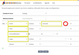 Advanced search form on BiblioSar