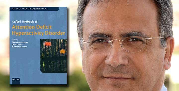Il professor Alessandro Zuddas e la copertina del ''Textbook of ADHD''