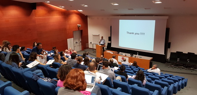 Auditorium Parco Tecnologico. Una fase del dibattito durante i lavori della Summer school dell'Universit&agrave; di Cagliari
