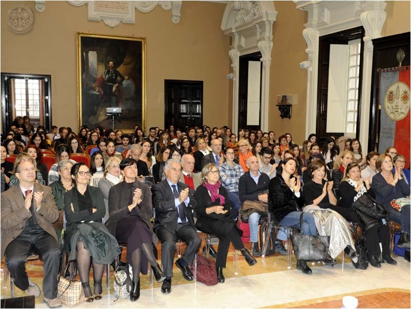 L'Aula magna durante l'incontro con Anna Finocchiaro