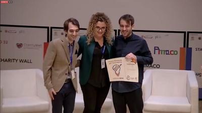 Verona. Daniele Marras e Claudio Bellu durante una fase della premiazione al Pni 2018