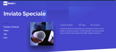 La pagina di "inviato speciale" sul sito di RaiPlay