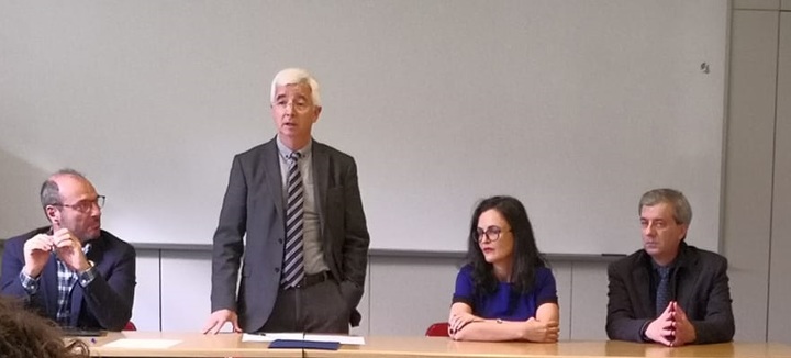 Gonnesa. Da sinistra, Antonio Martini, Raffaele Paci, Maria Chiara Di Guardo e Cristiano Galbiati