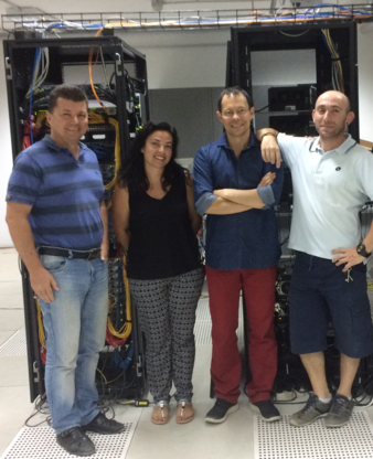 Il team dei biofisici. Da sx: Igor Bodrenko, Silvia Acosta-Gutierrez, Matteo Ceccarelli e Mariano Scorciapino