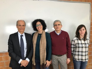Da sinistra,Giacomo Cao con i ricercatori del Dimcm, Roberta Licheri, Roberto Orr&ugrave; e Giovanna Tallarita