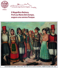 Il biglietto di auguri della professoressa Del Zompo a tutto il mondo accademico, cittadino e regionale della Sardegna (clicca per ingrandire)