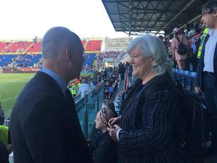 Maria Del Zompo con Mario Passetti, DG del Cagliari Calcio