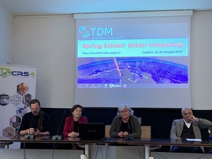 Pirri (Cagliari). Sala conferenze ex Vetreria. Da sinistra, Enrico Gobbetti, Annalisa Bonfiglio, Maria Del Zompo e Giorgio Pisano