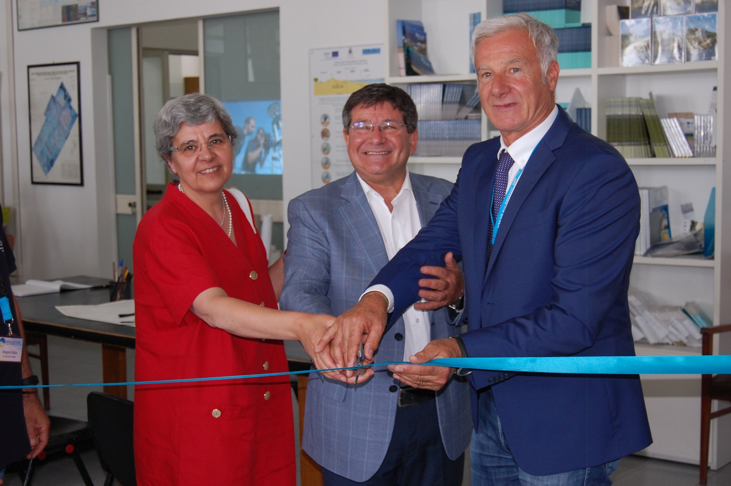 MEDCOASTLAB, il taglio del nastro: Rosa Cidu, Francesco Mola, Sandro Demuro