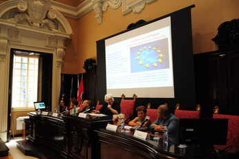 Un momento dell'intervento del Rettore in Aula magna