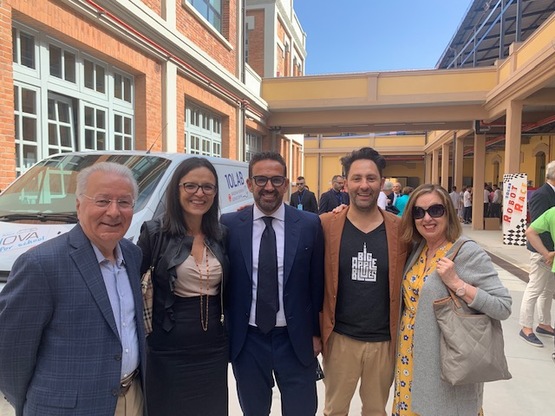 Cagliari. A Sa Manifattura, da sinistra, Federico Faggin, Maria Chiara Di Guardo, Giuseppe Fasolino, Mauro Zanetti Aprile ed Elvia Faggin