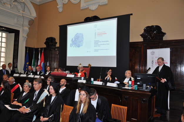 Un momento della prolusione del Governatore della Banca d'Italia Ignazio Visco
