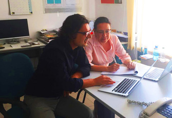 Ferdinando Fornara e Dina K. Shehayeb al lavoro per la preparazione del corso gi&agrave; nel mese di luglio 2018 all'Universit&agrave; di Cagliari