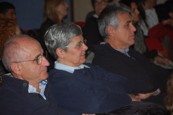 Giovanni Bongiovanni, Rosa Cidu e Stefano Montaldo durante la premiazione