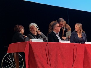 Da sinistra. Cristina Sanna, Maria Del Zompo, Renato Sanna e Alessandra Zedda durante una fase ddella settima conferenza regionale dello sport