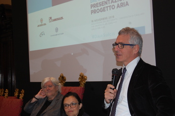 Antonio Zoccoli, Presidente INFN, in un recente incontro all'Universit&agrave; di Cagliari: accanto a lui Maria Del Zompo e Maria Chiara Di Guardo, Prorettore all'Innovazione e al Territorio