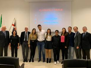 Il gruppo secondo classificato con il progetto "I nostri alberi": Laura Tronci, Alessandro Varano,  Mirko Madau e Francesca Ruiu