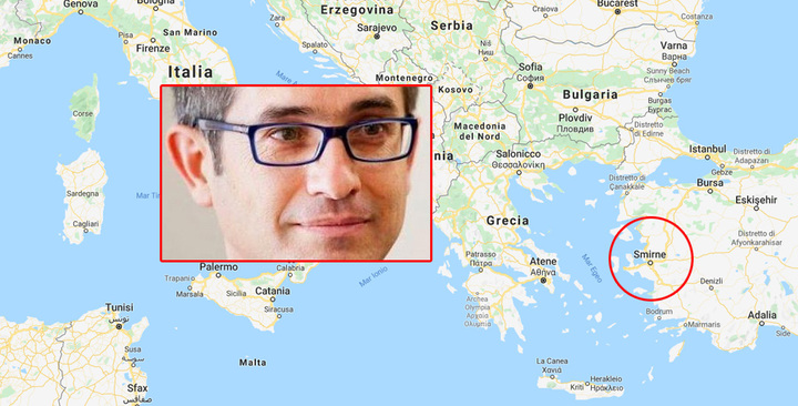 Nel riquadro il professor Alessandro Spano, del Dipartimento di Scienze economiche ed aziendali dell'Ateneo di Cagliari. Nella cartina sullo sfondo &egrave; evidenziata la provincia turca di Smirne