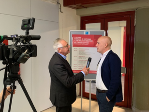 Valerio Vargiu, conduttore e ideatore di Panorama sardo economia, rotocalco di successo di Sardegna Uno tv, intervista Mario Mariani