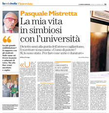 La Nuova Sardegna di sabato 18 gennaio 2020. La prima delle due pagine dedicate all'intervista al professor Mistretta