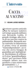 L'articolo di Gian Luigi Gessa sulla prima pagina de "L'Unione Sarda"