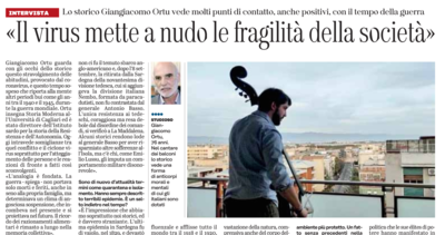 L'intervista con Gian Giacomo Ortu pubblicata da "L'Unione sarda"