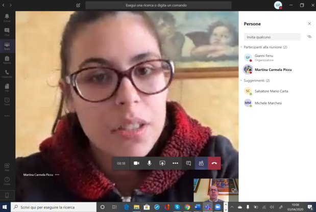 Un'immagine dell'esame on line sostenuto con profitto da Martina Piccu, studentessa di Orune