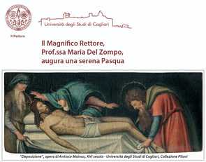 BUONA PASQUA 2020. Il biglietto di auguri della professoressa Del Zompo a tutto il mondo accademico, cittadino e regionale della Sardegna (clicca per ingrandire)