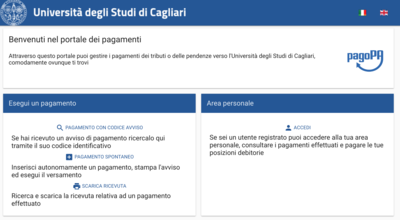 La schermata del portale che compare cliccando sul link riportato