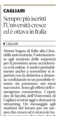 L'articolo su LA NUOVA SARDEGNA di venerd&igrave; 15 maggio 2020