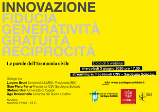 La locandina del primo webinar, che sar&agrave; trasmesso sulla pagina facebook di CSV - Sardegna Solidale