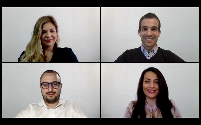Poker d'assi. In alto, Alessandra Farris, Antonio Pinese, Leonardo Buffetti e Giorgia Ambu