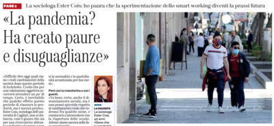 Ester Cois intervistata da Vito Fiori su "L'Unione Sarda" il 27 maggio 2020