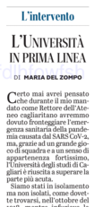 L'attacco del pezzo sulla prima pagina de "L'Unione Sarda" di gioved&igrave; 4 giugno 2020
