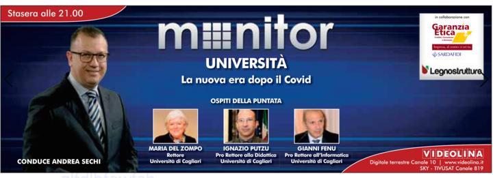 Questa sera alle 21 su Videolina c'&egrave; "Monitor": in studio con il Rettore anche il Prorettore alla Didattica Putzu e il Delegato di Ateneo per l'ICT Fenu