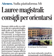 L'articolo su L'Unione Sarda del 7 luglio 2020 a pagina 19